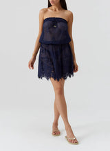 Dresses Melissa Odabash Isla Bandeau Knit Short Dress Navy Apoella