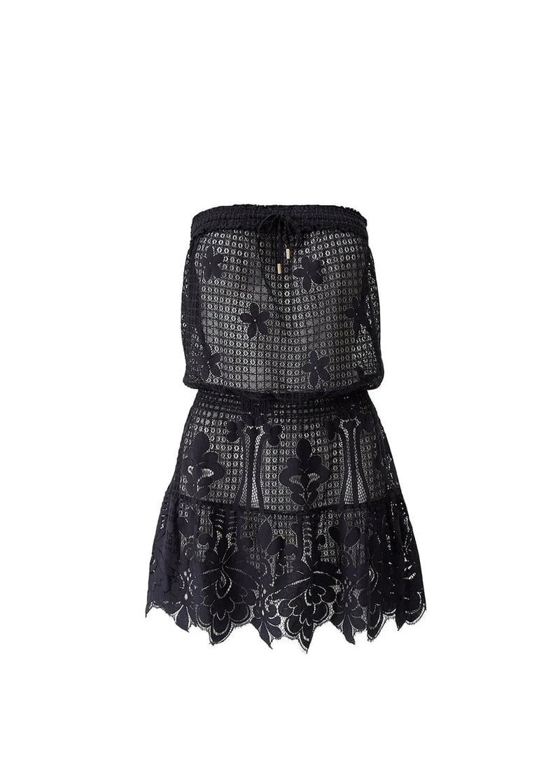 Dresses Melissa Odabash Isla Bandeau Lace Short Dress Black Apoella
