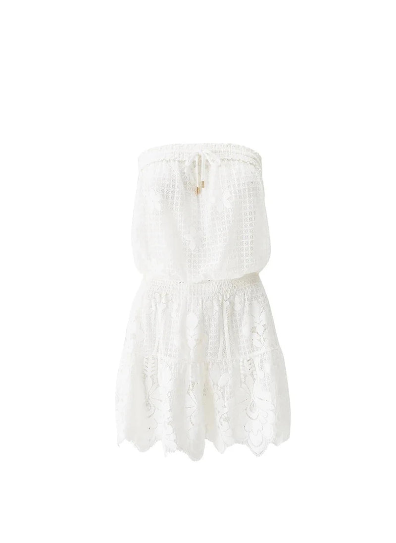 Dresses Melissa Odabash Isla Bandeau Lace Short Dress White Apoella