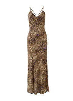 Dresses Melissa Odabash Jacey Cross Back Long Dress Cheetah Apoella