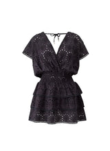 Dresses Melissa Odabash Jess V Neck Tiered Embroidered Short Dress Black Apoella