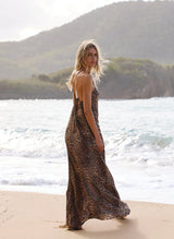 Dresses Melissa Odabash Sage Halter Long Dress Cheetah Apoella