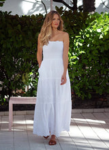 Dresses Melissa Odabash Sophie Bandeau Embroidered Long Dress White Apoella