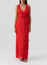 Dresses Melissa Odabash Zima V Neck Knit Long Dress Red Apoella
