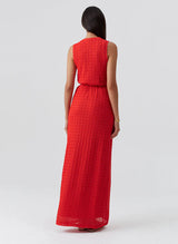 Dresses Melissa Odabash Zima V Neck Knit Long Dress Red Apoella