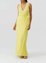 Dresses Melissa Odabash Zima V Neck Knit Long Dress Yellow Apoella