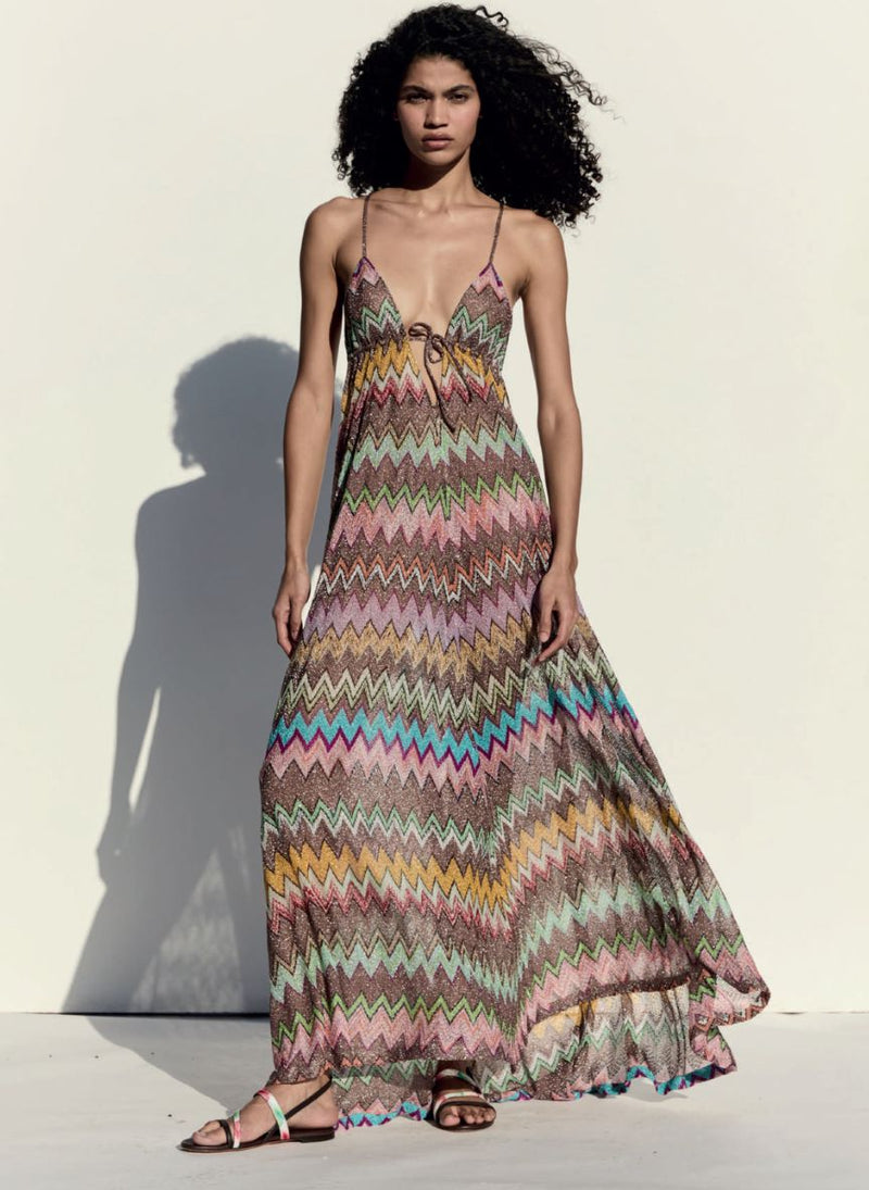 Long Macro Chevron Lurex With Straps Multi – APOELLA