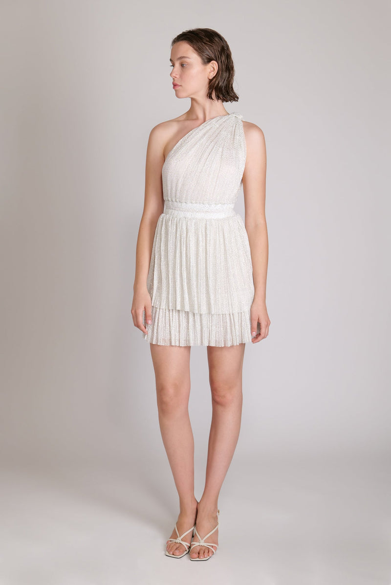 Dresses Sabina Musayev Chicago One Shoulder Short Dress XS / White Sequin Apoella