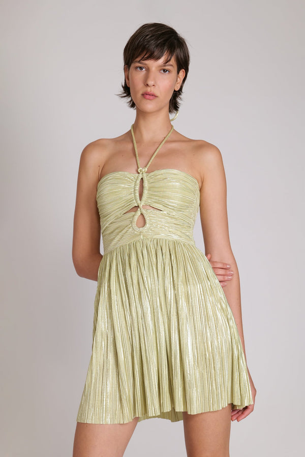 Dresses Sabina Musayev Cody Halter Neck Short Dress XS / Lime Metallic Apoella