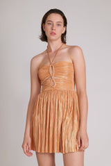 Dresses Sabina Musayev Cody Halter Neck Short Dress XS / Peach Metallic Apoella