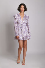 Dresses Sabina Musayev Evan Long Sleeve Short Dress S / Lilac  Floral Apoella
