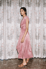 Dresses Sabina Musayev Harvey Pleated V-neck Long Dress Antique Rose / S Apoella