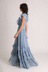 Dresses Sabina Musayev Infinity Ruffled V-neck Long Dress Aqua / M Apoella