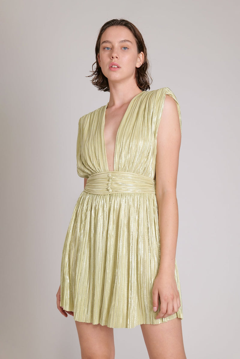 Dresses Sabina Musayev Marissa Short Dress Lime Metallic XS / Lime Metallic Apoella