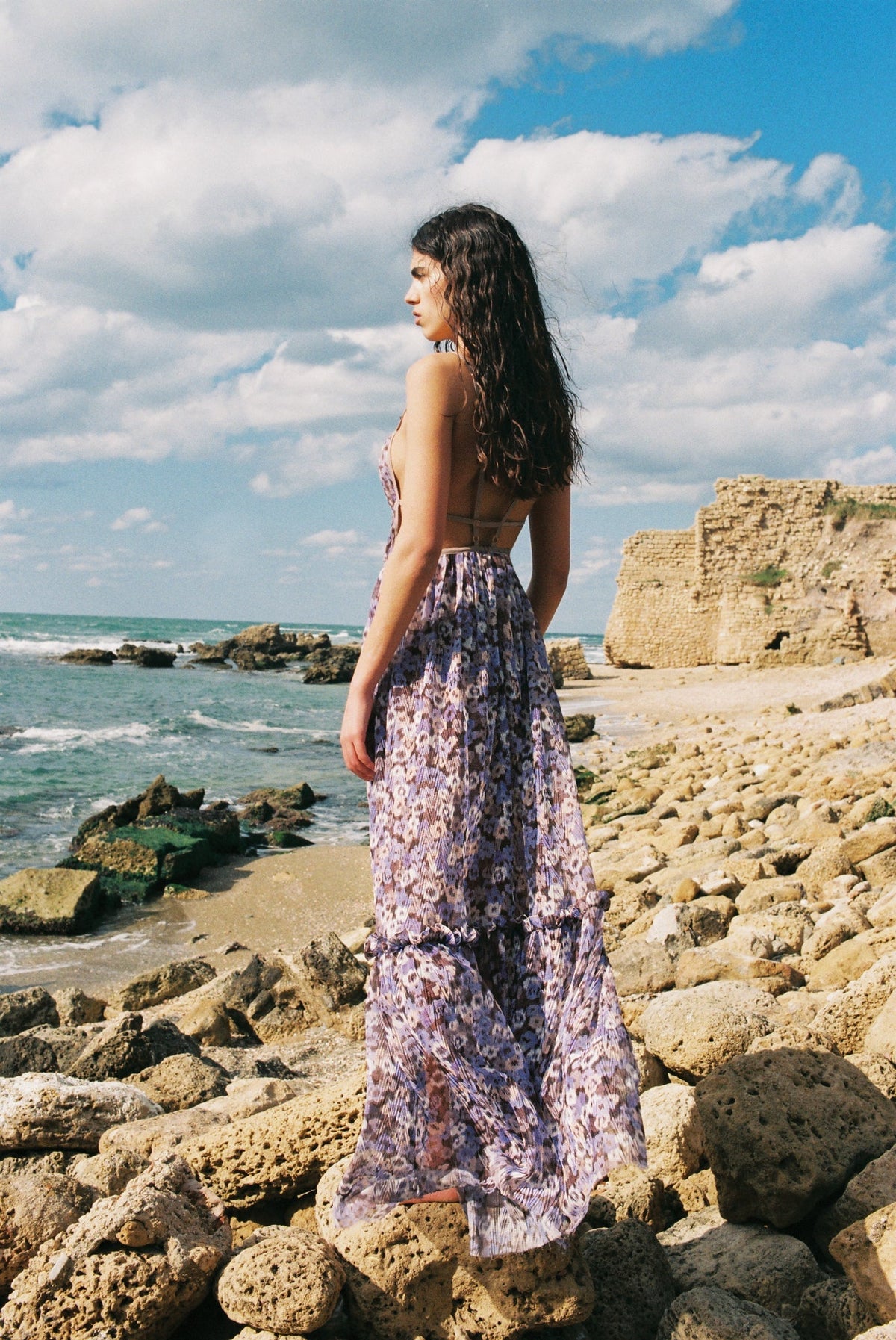 Mazu Long Dress Lilac Crincled Floral - Sabina Musayev | Apoella