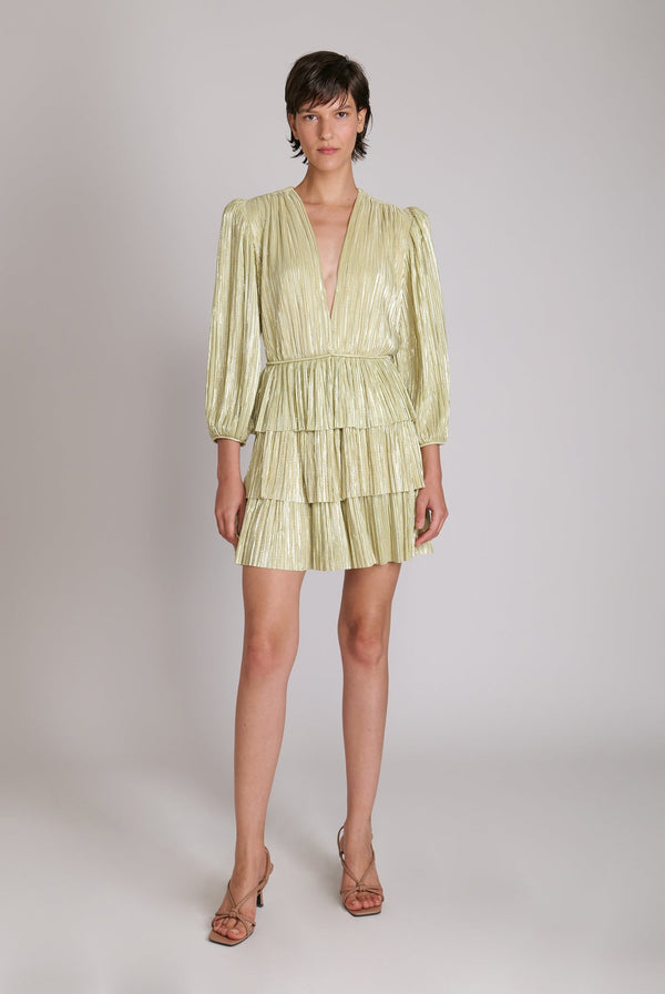 Dresses Sabina Musayev Mina Long Sleeve Short Dress XS / Lime Metallic Apoella