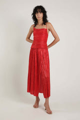 Dresses Sabina Musayev Shaan Cowl-neck Midi Dress W. Open Back Radiant Red Metallic Apoella