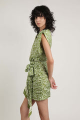 Dresses Sabina Musayev Sony Sleeveless Mini Dress W. V-neckline Green Print Floral Apoella