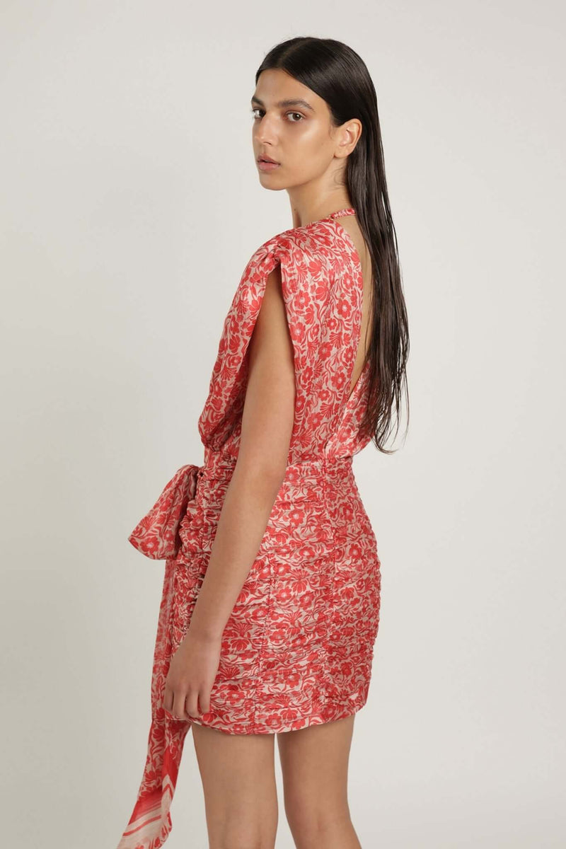 Dresses Sabina Musayev Sony Sleeveless Mini Dress W. V-neckline Red Print Floral Apoella