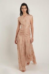 Dresses Sabina Musayev Tessa Cut-out Maxi Dress W. Open Back Creme Late Silk Apoella