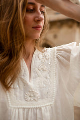 Dresses Scarlett Poppies Dorra Embroidered Yoke Linen Tunic Simply White Apoella