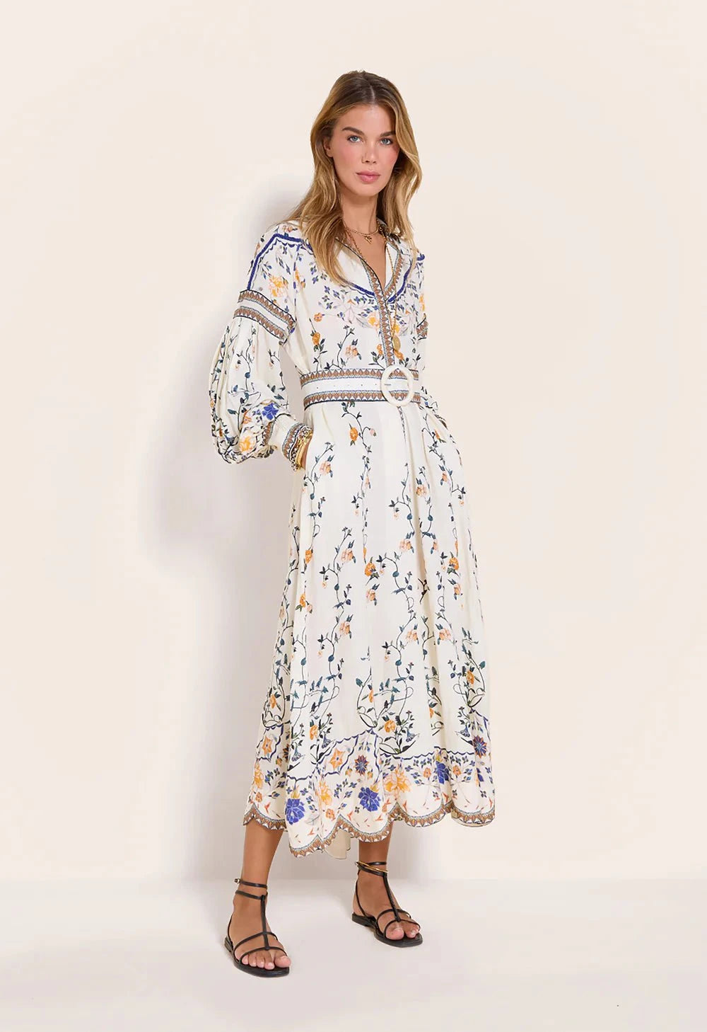 Flora Danica Long Dress Vanilla – APOELLA Flora Danica Long Dress Vanilla – APOELLA