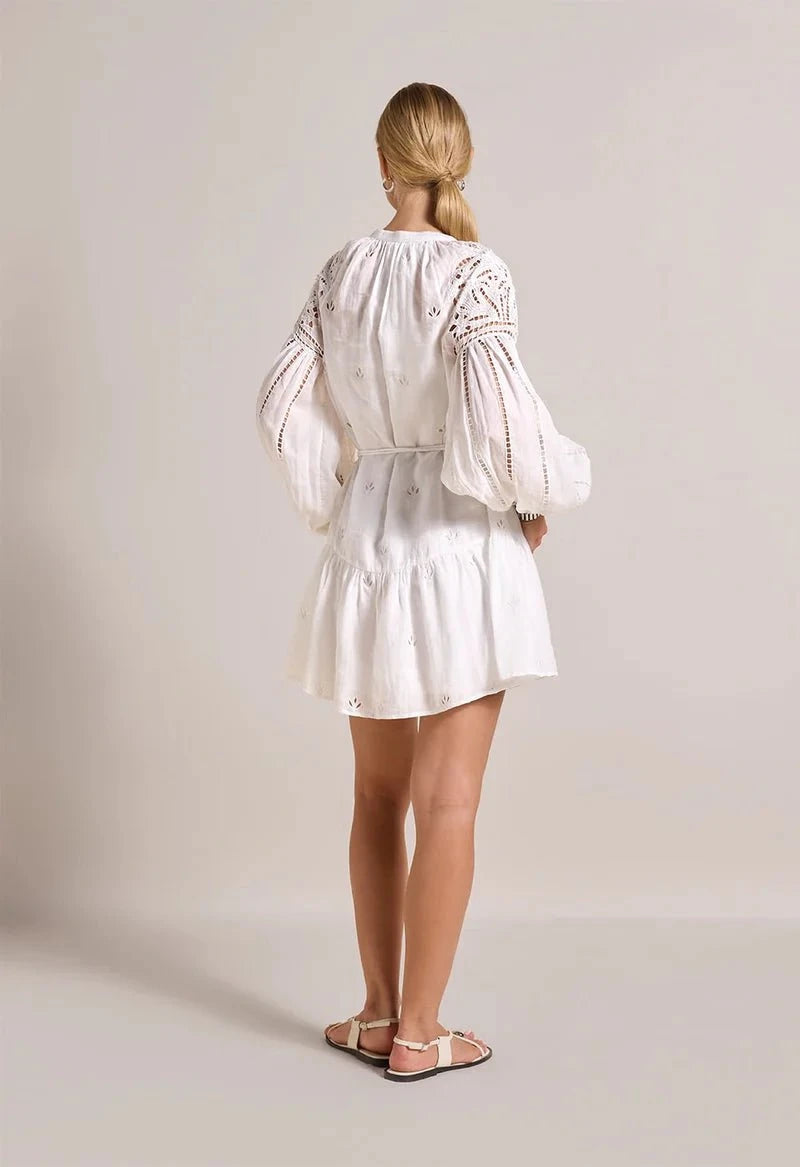 Dresses Scarlett Poppies Lucy Embroidered Belted Short Dress Crispy White Apoella