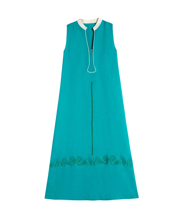 Dresses Zeus n Dione Eretria Halter Mini Linen Dress Petrol Apoella