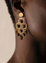 Earrings Antonia Karra Angelina Chandelier Eye Of The Tiger Gold Plated O/S Apoella