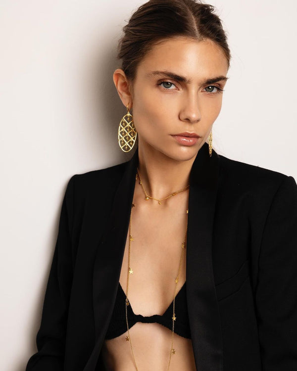 Earrings Antonia Karra Net Long Earrings Gold Plated O/S Apoella