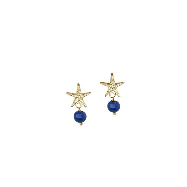 Earrings Antonia Karra Starfish Earrings Lapis Stones Gold Plated O/S Apoella