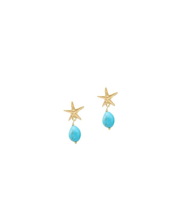Earrings Antonia Karra Starfish Earrings Turquoise Drop Gold Pl O/S Apoella