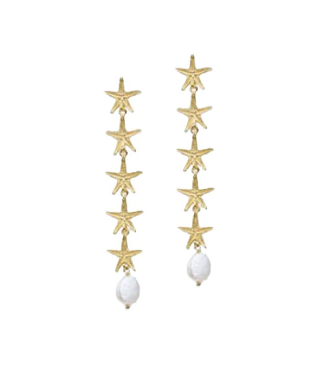 Earrings Antonia Karra Starfish Rain Earrings Pearl Gold Pl O/S Apoella