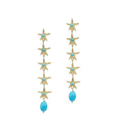 Earrings Antonia Karra Starfish Rain Earrings Turquoise Gold Pl O/S Apoella