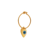 Earrings Ileana Makri Love Heart Eye Slim Hoops Small Blue Eye Gold Plated O/S Apoella