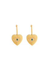 Earrings Ileana Makri Love Heart Zircon Eye Slim Hoops Large Blue Eye O/S Apoella