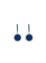 Earrings Ileana Makri Neon Blue Crystal Hoops Blue Enamel Gold Plated O/S Apoella