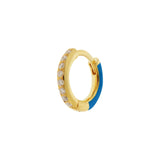 Earrings Ileana Makri Two In One Hoops Blue Enamel Zircon Gold Plated O/S Apoella