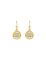 Earrings Marianna Lemos Areti Eye Earrings Gold Aqua O/S Apoella