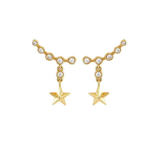 Earrings Marianna Lemos Hanging Star Climber Earrings Gold/White O/S Apoella