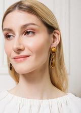 Earrings Sylvia Toledano Dots 2 Stones Earrings Gold/Tiger Eye O/S Apoella