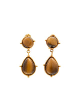 Earrings Sylvia Toledano Dots 2 Stones Earrings Gold/Tiger Eye O/S Apoella