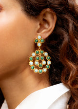 Earrings Sylvia Toledano Happy Flower Chandelier Earrings Malachite/Amazonite O/S Apoella