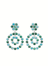 Earrings Sylvia Toledano Happy Flower Chandelier Silver Earrings Larimar/Malachite O/S Apoella