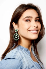 Earrings Sylvia Toledano Happy Flower Chandelier Silver Earrings Larimar/Malachite O/S Apoella