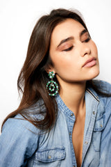Earrings Sylvia Toledano Happy Flower Chandelier Silver Earrings Larimar/Malachite O/S Apoella