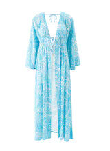 Farrah Open Front Maxi Caftan Mirage Blue