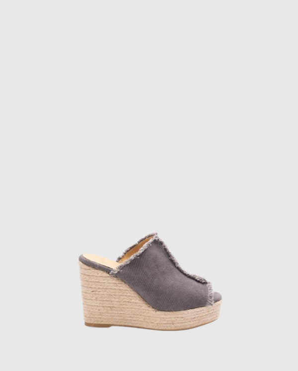 Fatima Mule Wedge Espadrilles Charcoal