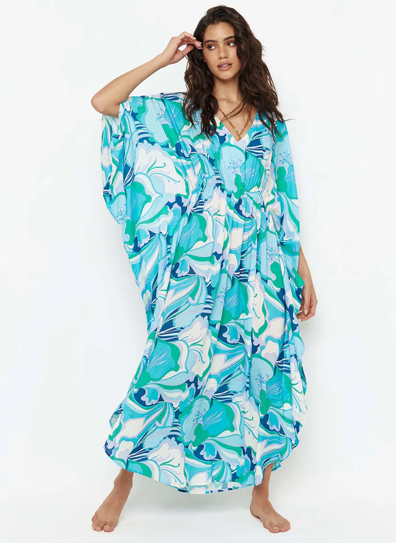 Frederica V Neck Maxi Caftan Bloom