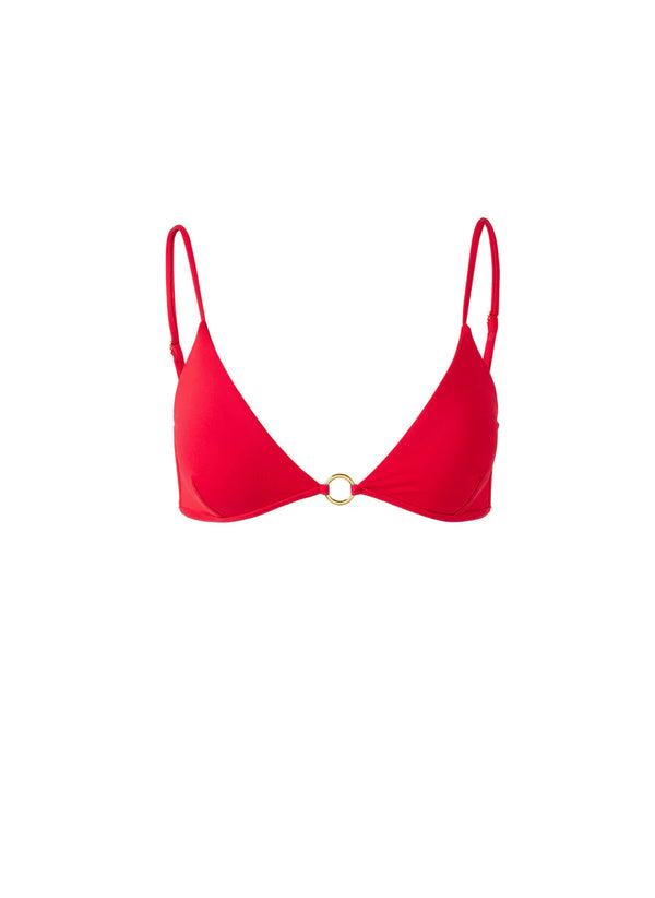 Greece Over The Shoulder Ring Detail Bikini Top Red